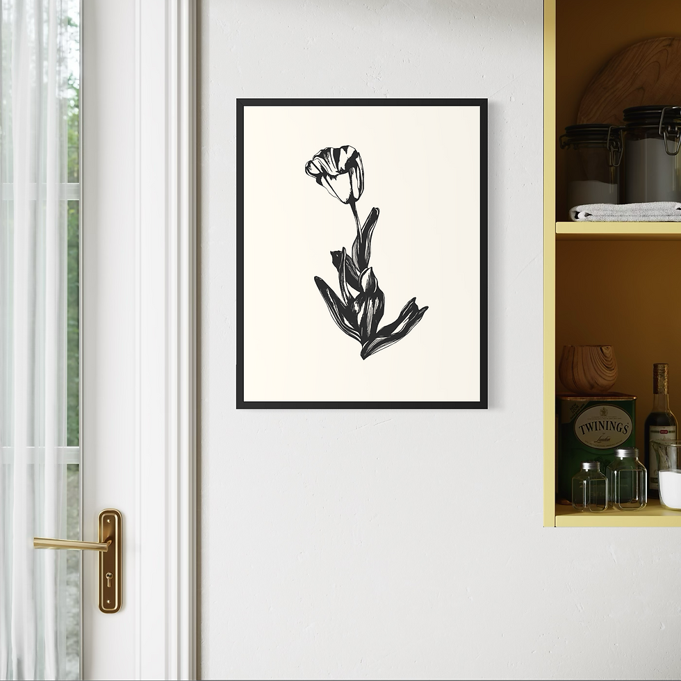 Thumbnail: Tulip Botanical Art Print | Monochrome Hand-Drawn Nature Study
