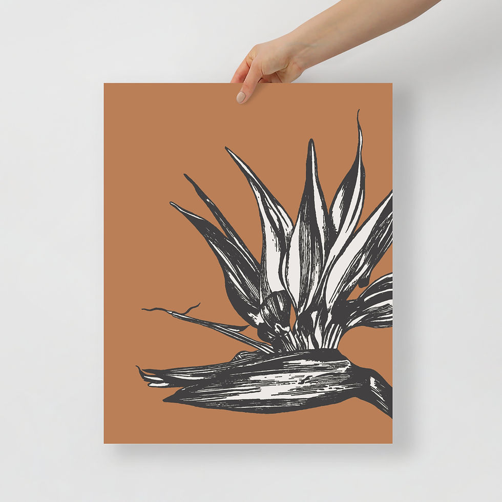 Thumbnail: Bird of paradise – terracotta tropical flower wall art print, matte art print