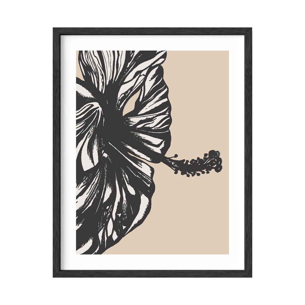 framed hibiscus minimal art print
