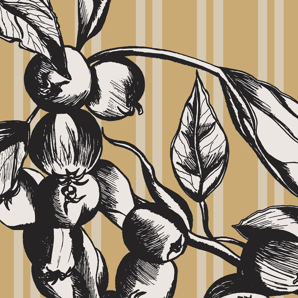 Close up of the details on the 'berries' art print.