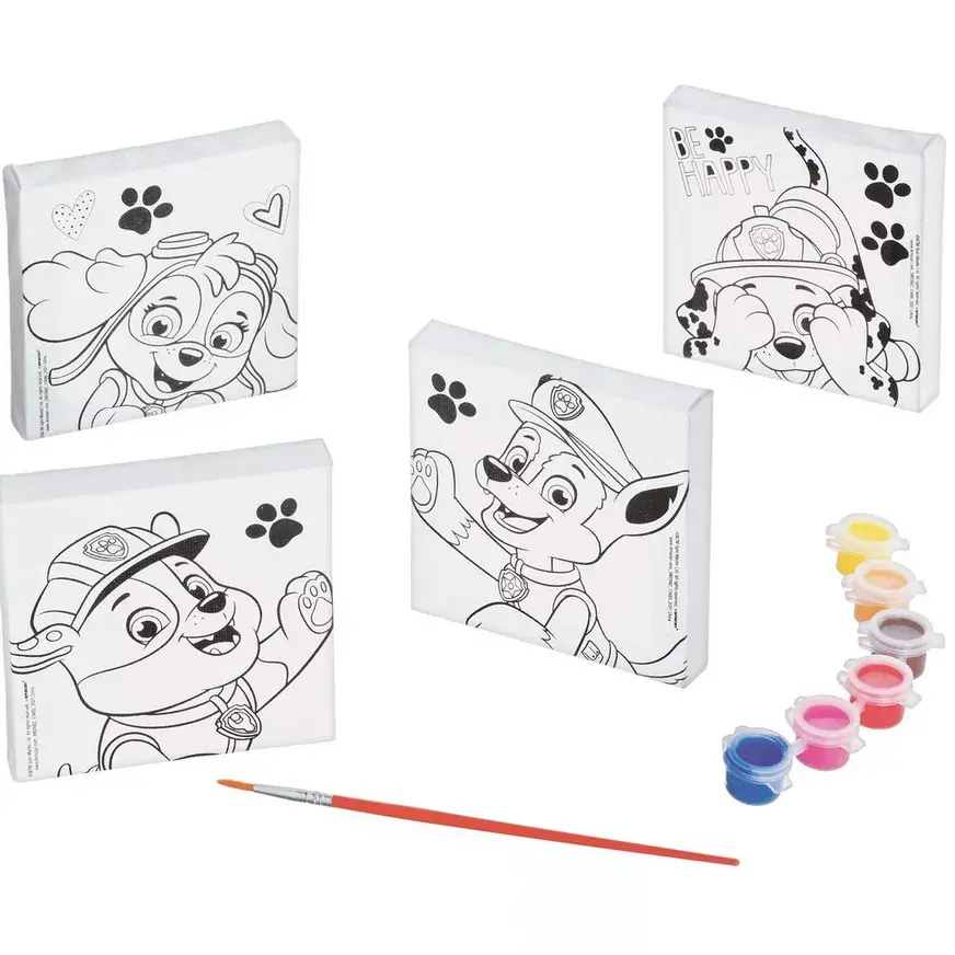 PAW Patrol Color Your Own Canvas Kit, 4pc See All Paw Patrol Party Supplies