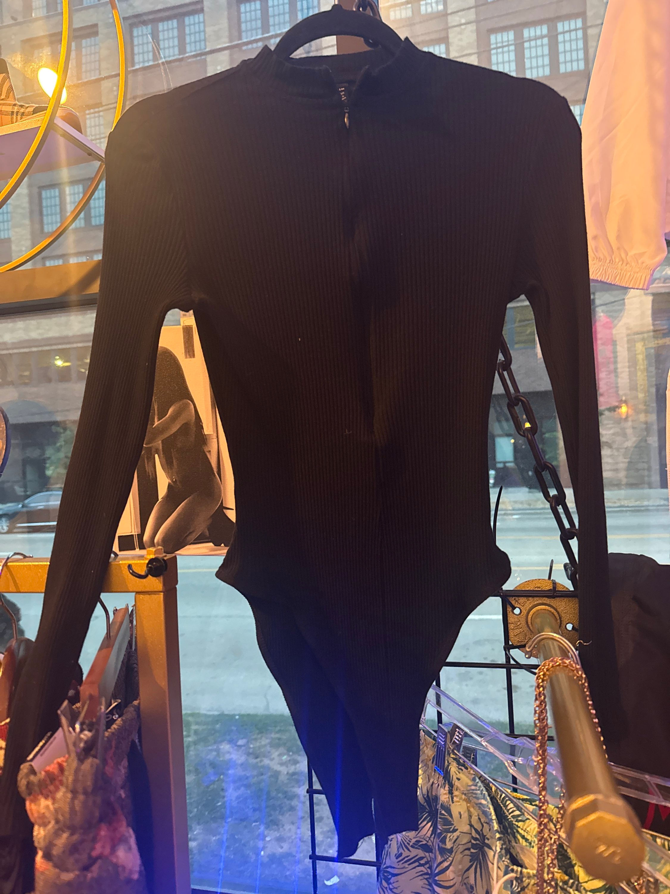 Black Ribbed Bodysuit 