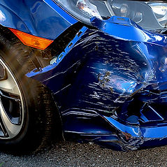 Auto body damage to front of car