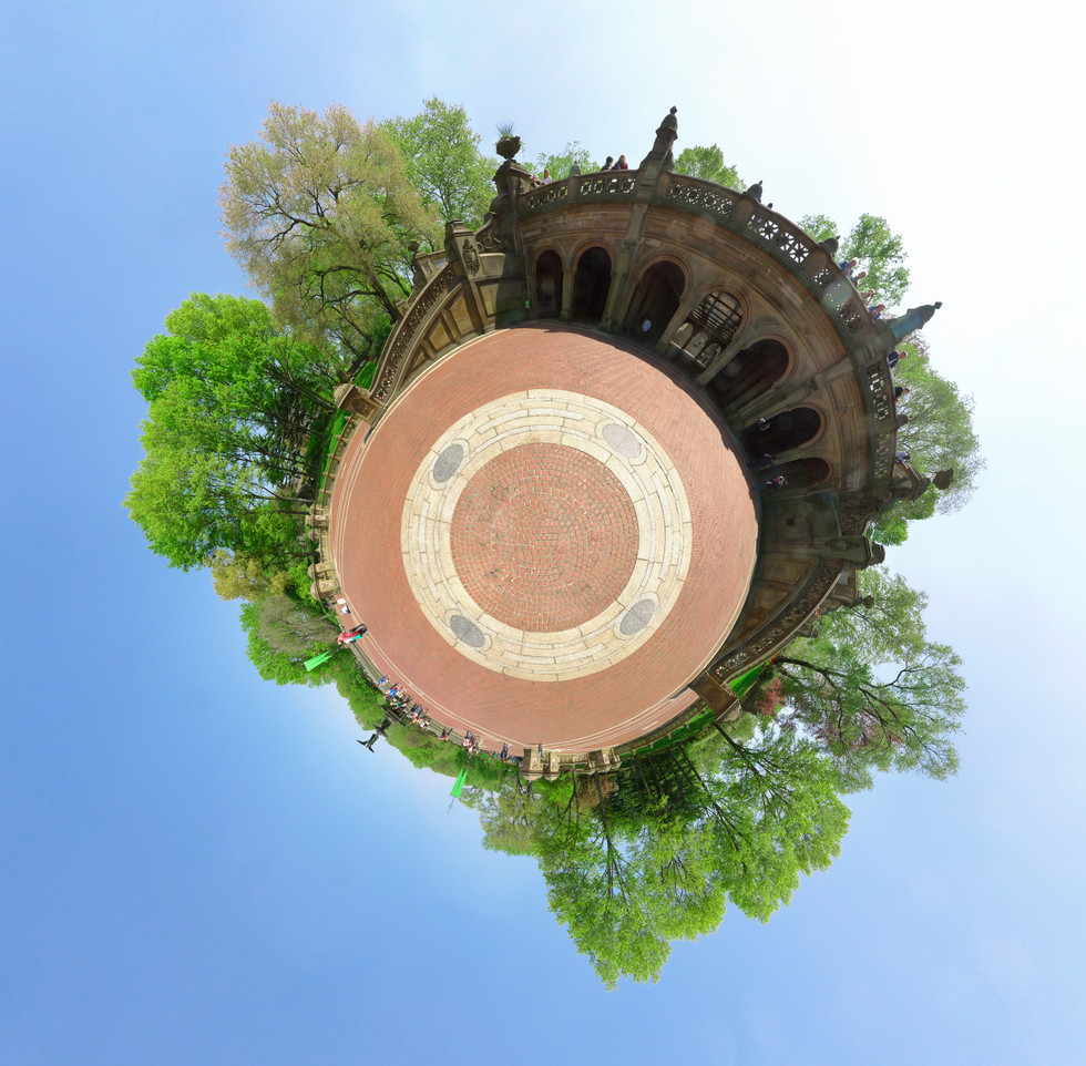 View of the north face of Bethesda Terrace in Central Park in New York City near Bethesda Fountain Spherescape 360 Panorama