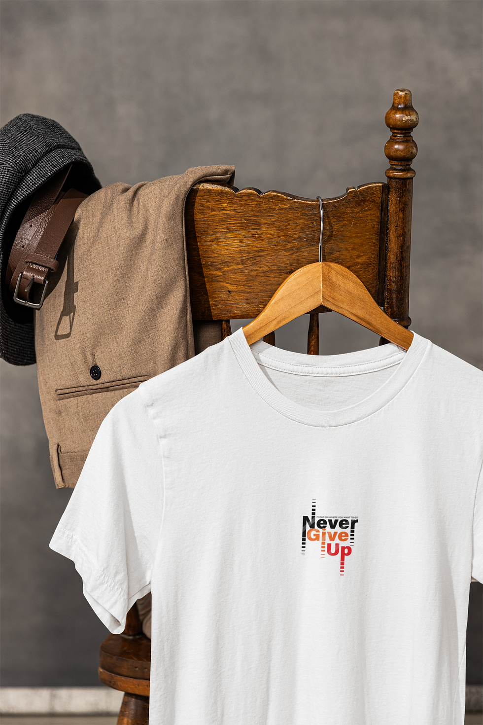 Küçük resim: Rayven Never Give Up Baskılı Erkek T-Shirt0