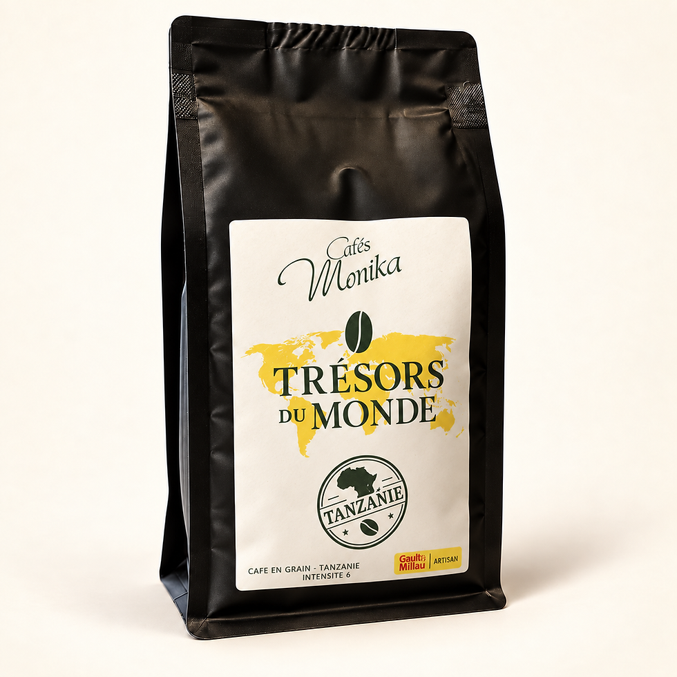 Paquet de café en grains Cafés Monika Trésors du Monde Tanzanie, 500 g