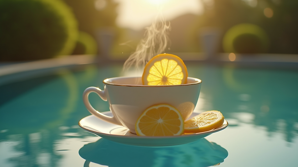 Vue en plongée d'une tasse de thé Earl Grey avec une tranche de citron