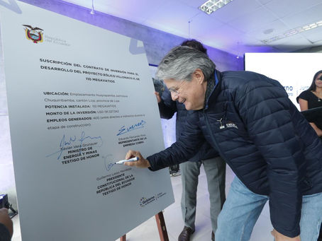 EL PRESIDENTE LASSO PARTICIPÓ EN LA FIRMA DEL CONTRATO DE INVERSIÓN DEL PROYECTO VILLONACO III