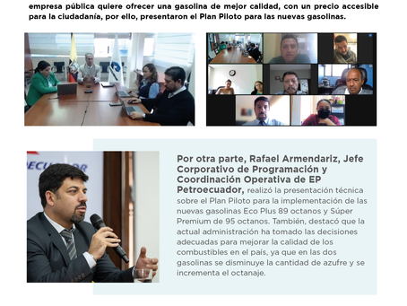 Comercializadora de Petroecuador socializa Plan Piloto sobre las gasolinas Eco Plus y Súper Premium