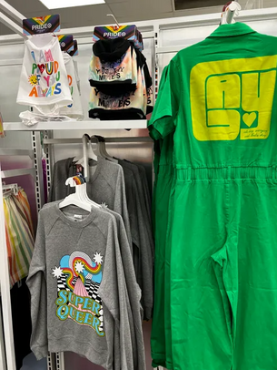 Various pride shirts and clothing