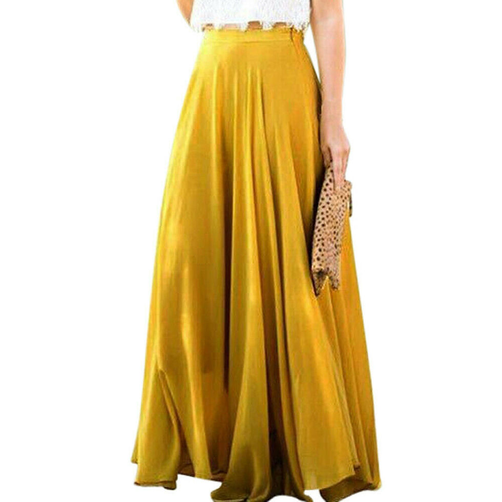 Thumbnail: HOT Women Chiffon Stretch High Waist Maxi Dress