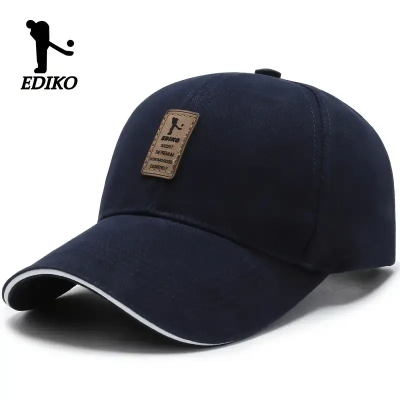 EDIKO Adjustable Trucker Cap - Black, Cotton, shop & ship, One Size Fits Most, Adjustable Snap Closure, Ideal for Golf, Outdo