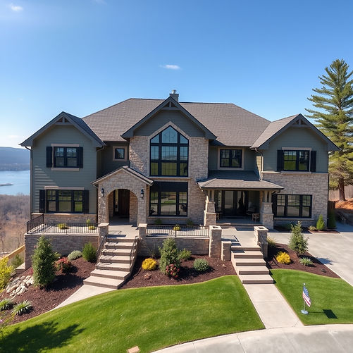 give me a video from the top of a 7,000 SQFT with a Mountain View with a lake on the side