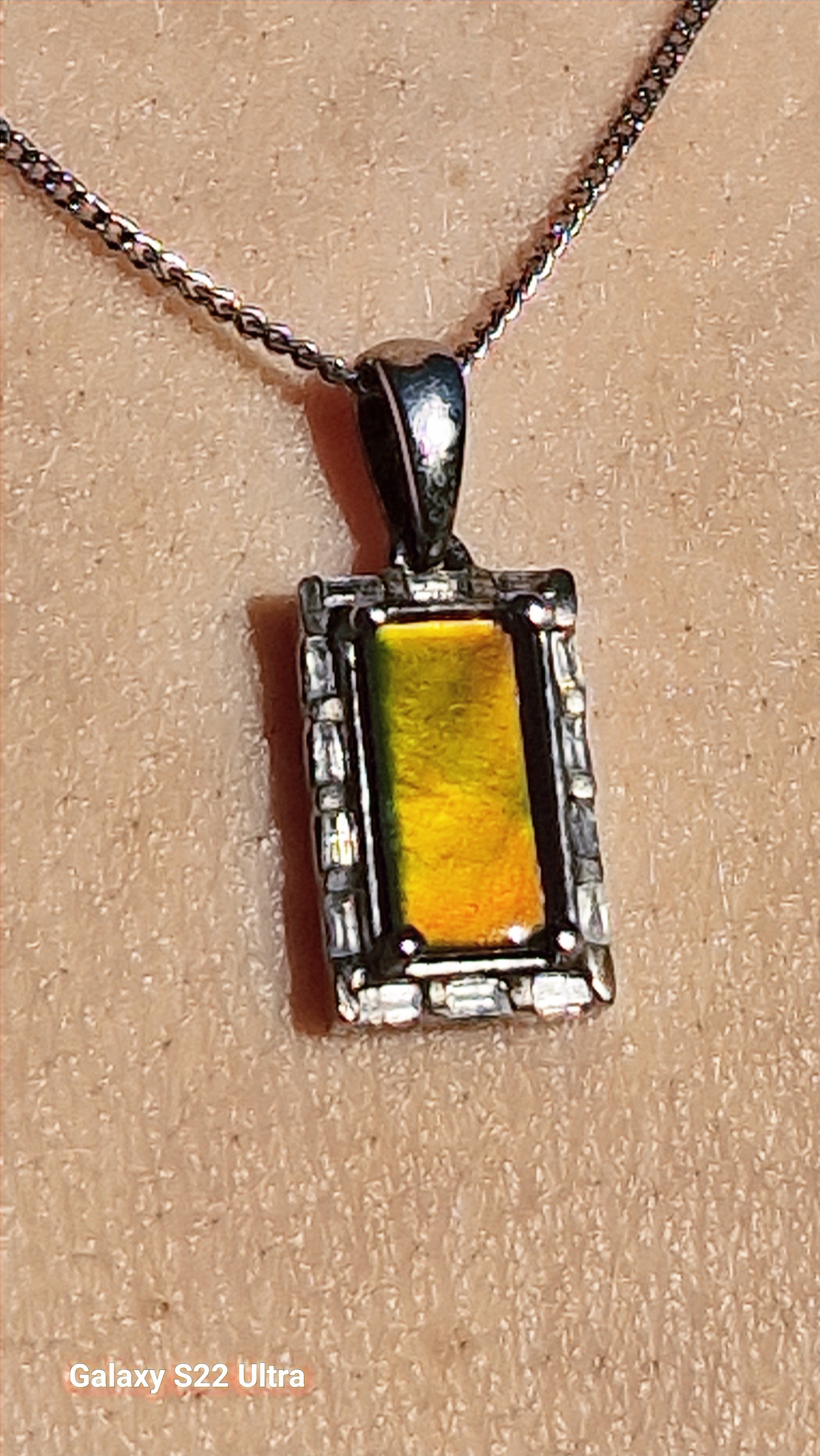 Ammolite and Diamond Pendant