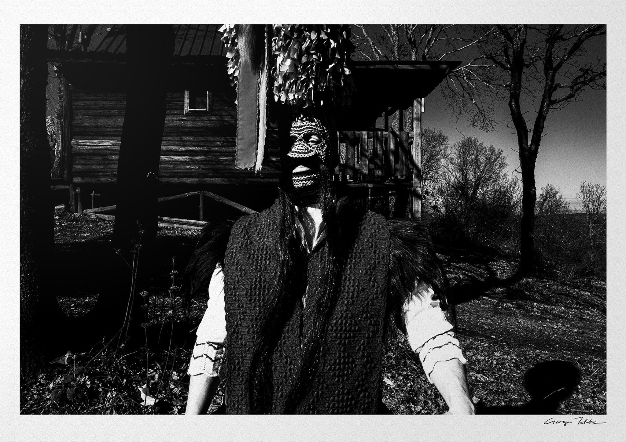 Koudounoforos by a Cabin print. Black-and-white photography by George Tatakis.