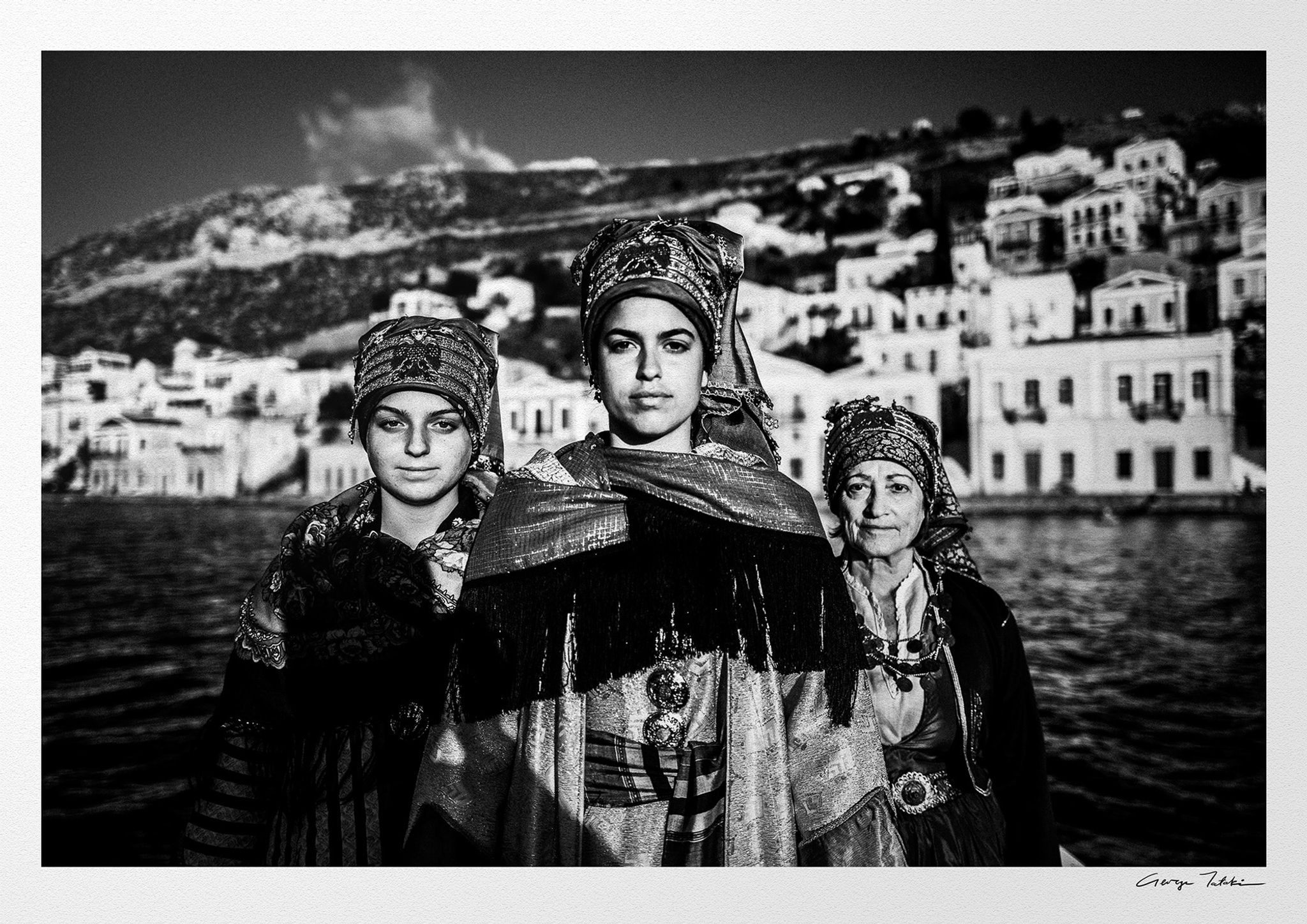 Symi Port print. Black-and-white photography by George Tatakis.