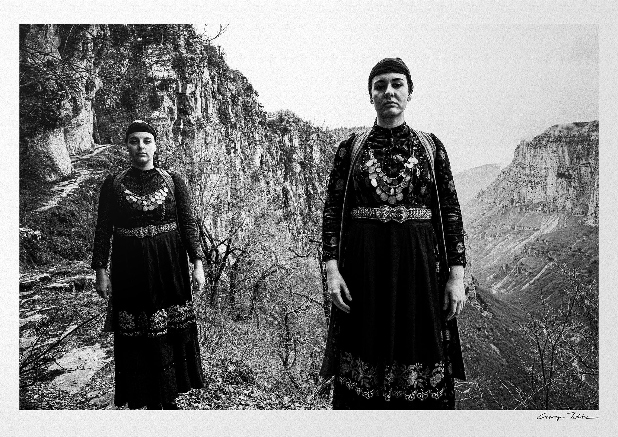 Two at Vikos Gorge print. Black-and-white photography by George Tatakis.