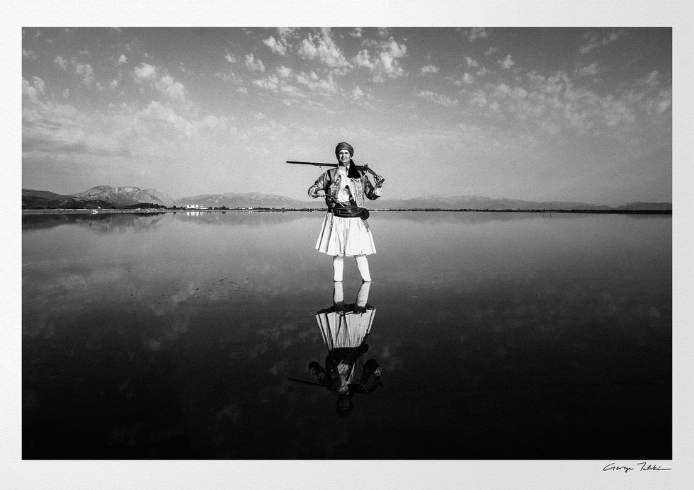 Missolonghi Tsolias print. Black-and-white photography by George Tatakis.