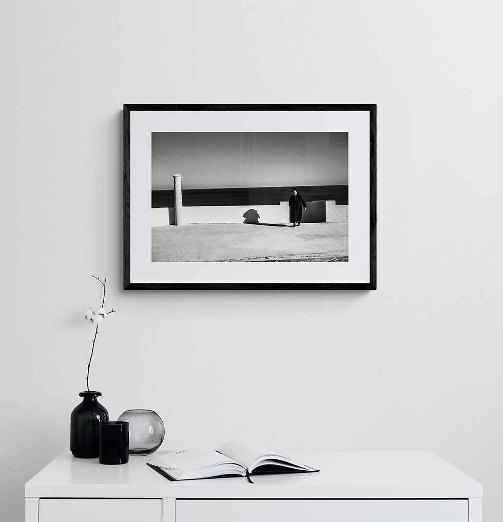 Thumbnail: Minas column print framed on a white wall. Black-and-white photography by George Tatakis.