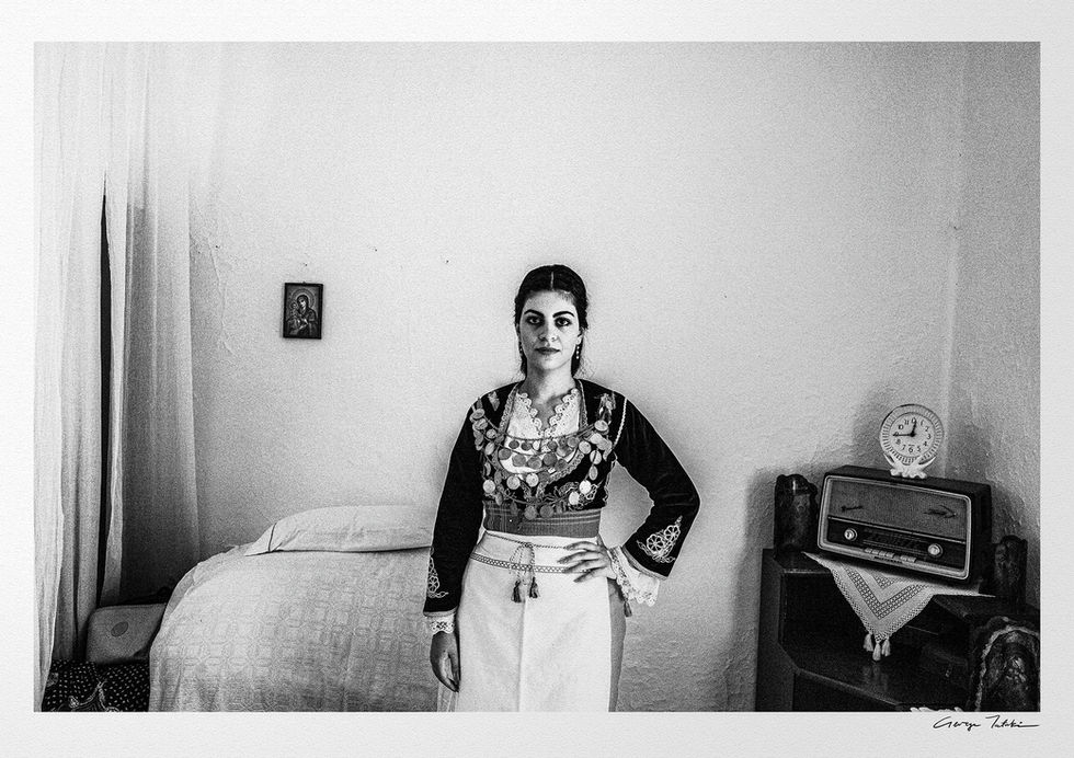 Sartza Dress print. Black-and-white photography by George Tatakis.