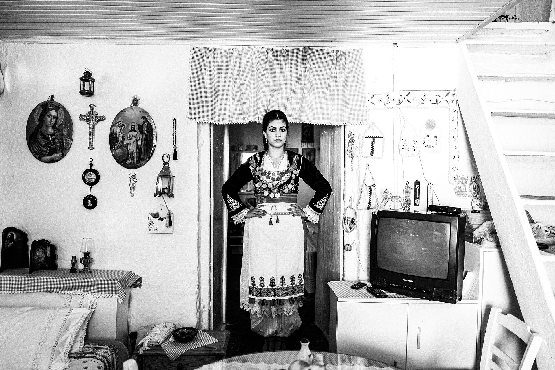 Zacharenia in Sartza, at Zafirenia's house in Anogia, Rethymnon, Crete, by photographer George Tatakis