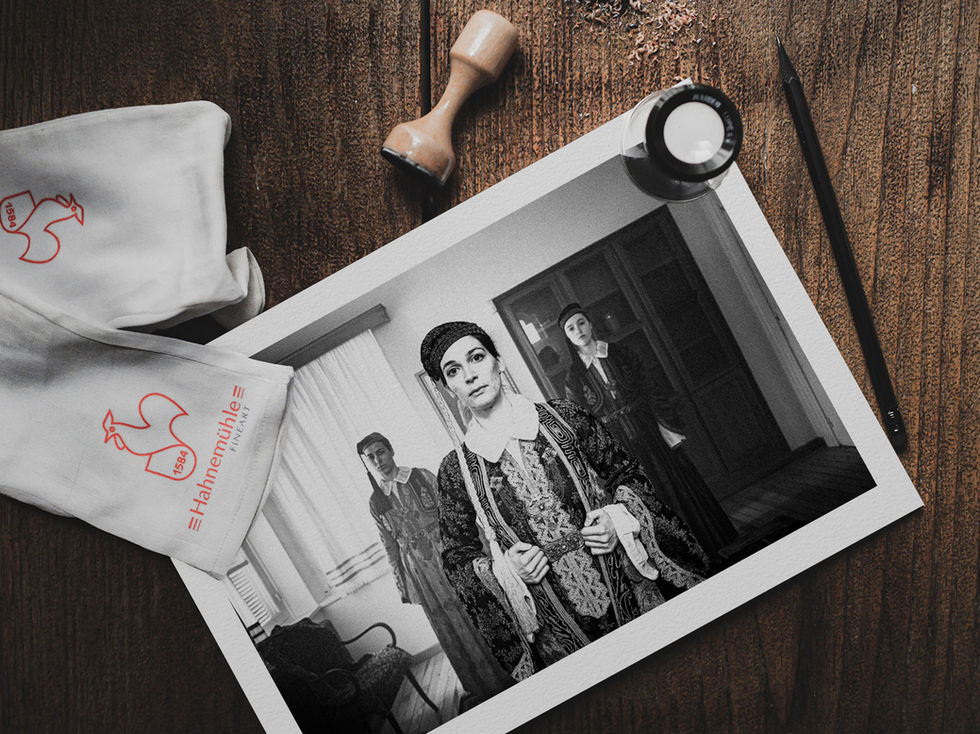 Pirpiri of Ioannina print on a table. Black-and-white photography by George Tatakis.