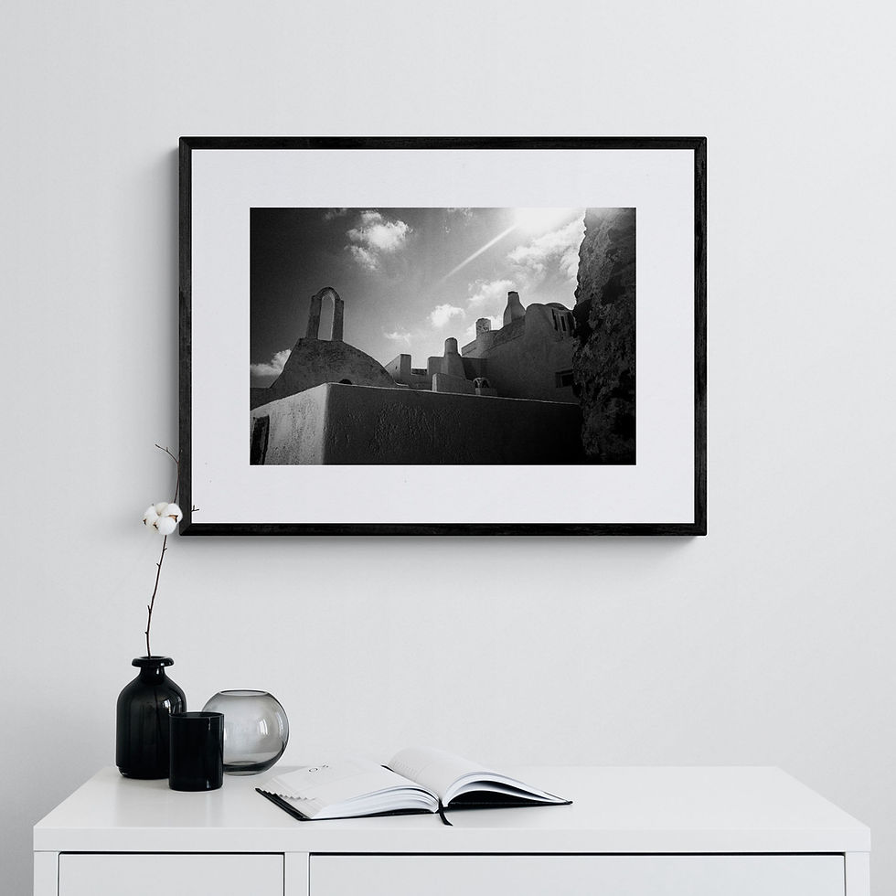 Thumbnail: Silhouettes and Forms print framed on a white wall. Black-and-white photography by George Tatakis.