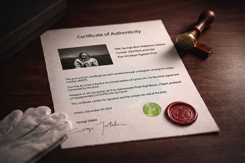 Limited Edition Certificate of authenticity George Tatakis