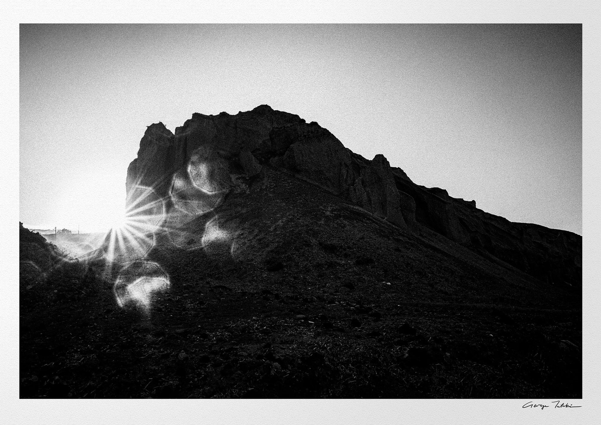 Rock and Sun print. Black-and-white photography by George Tatakis.