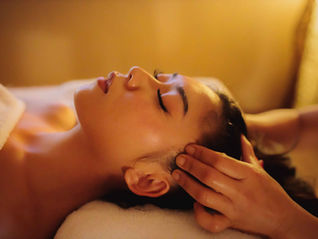 Thai-Massage-Therapeutin behandelt eine Kundin mit sanften Drucktechniken an Nacken und Schultern zur Migräne-Linderung in Offenbach