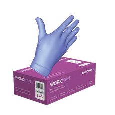 blush-blue nitrile gloves