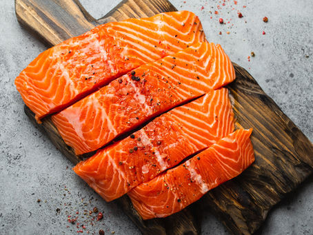 close-up of wild salmon containing astaxanthin