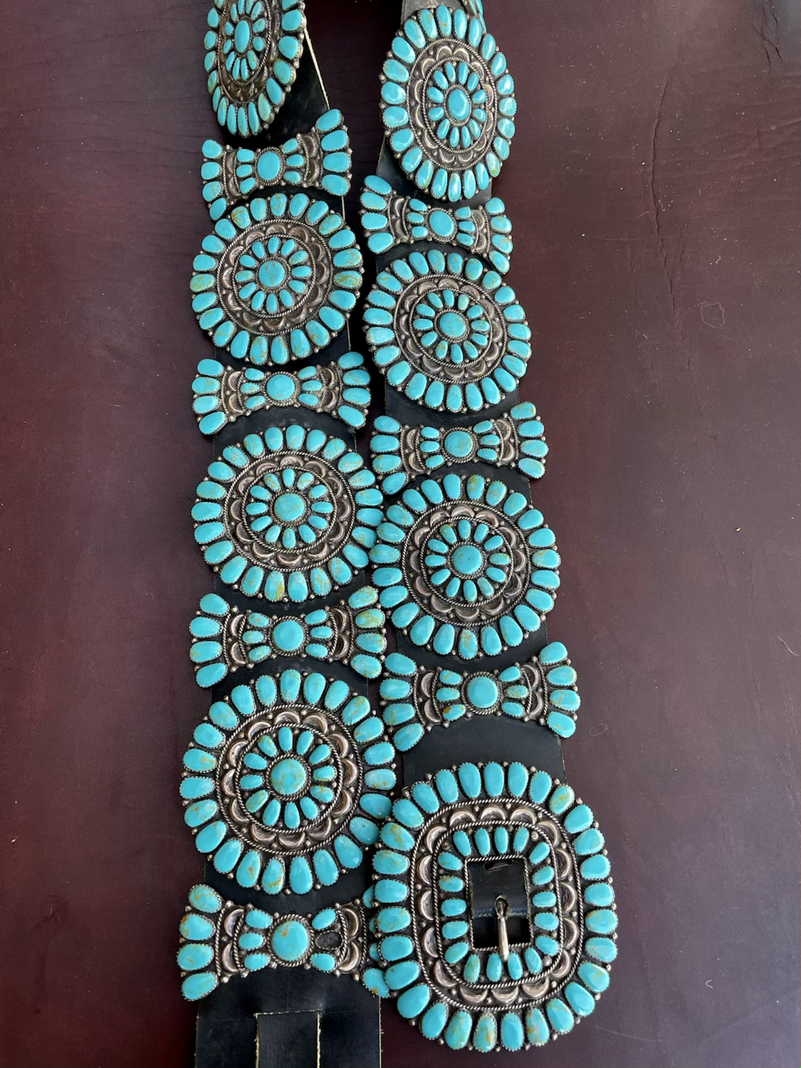 Vintage Navajo concho belt. 334 stone pieces. 624g