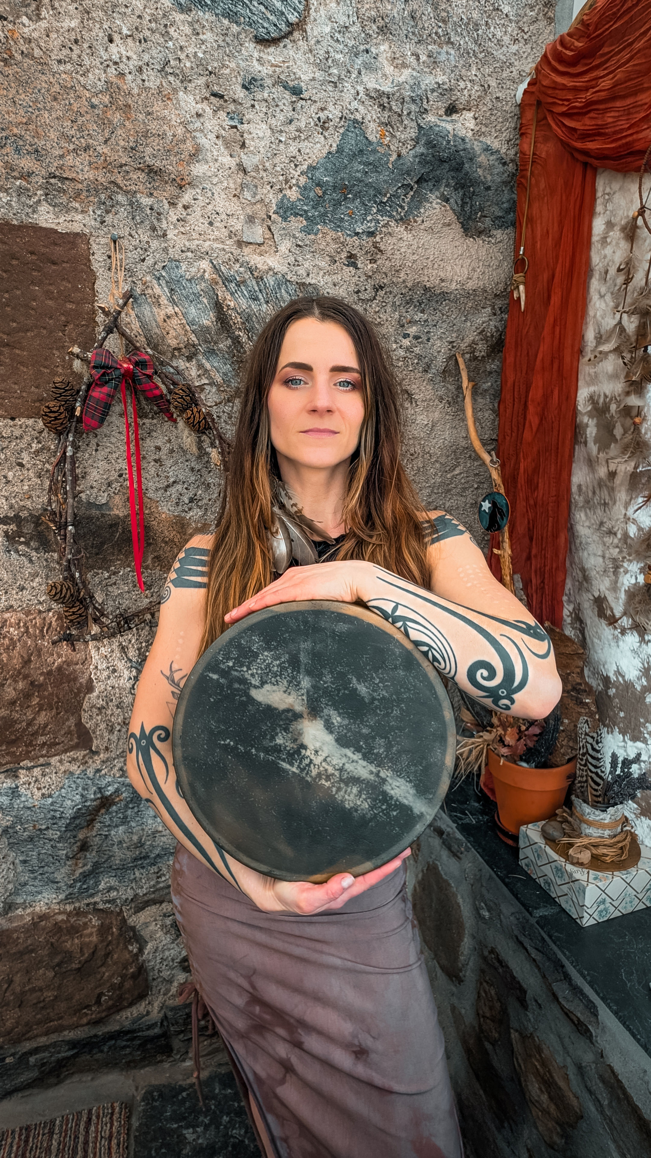 12'' Shamanic Water Buffalo medicine drum - shamanic drum