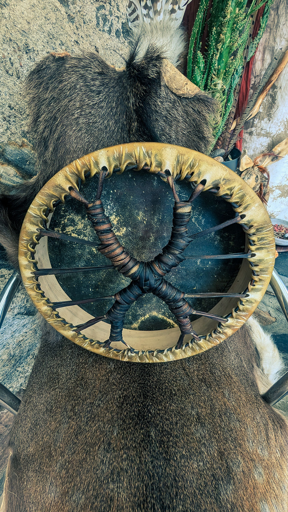 Thumbnail: 16'' Shamanic Fox and heart chakra medicine drum - shamanic drum