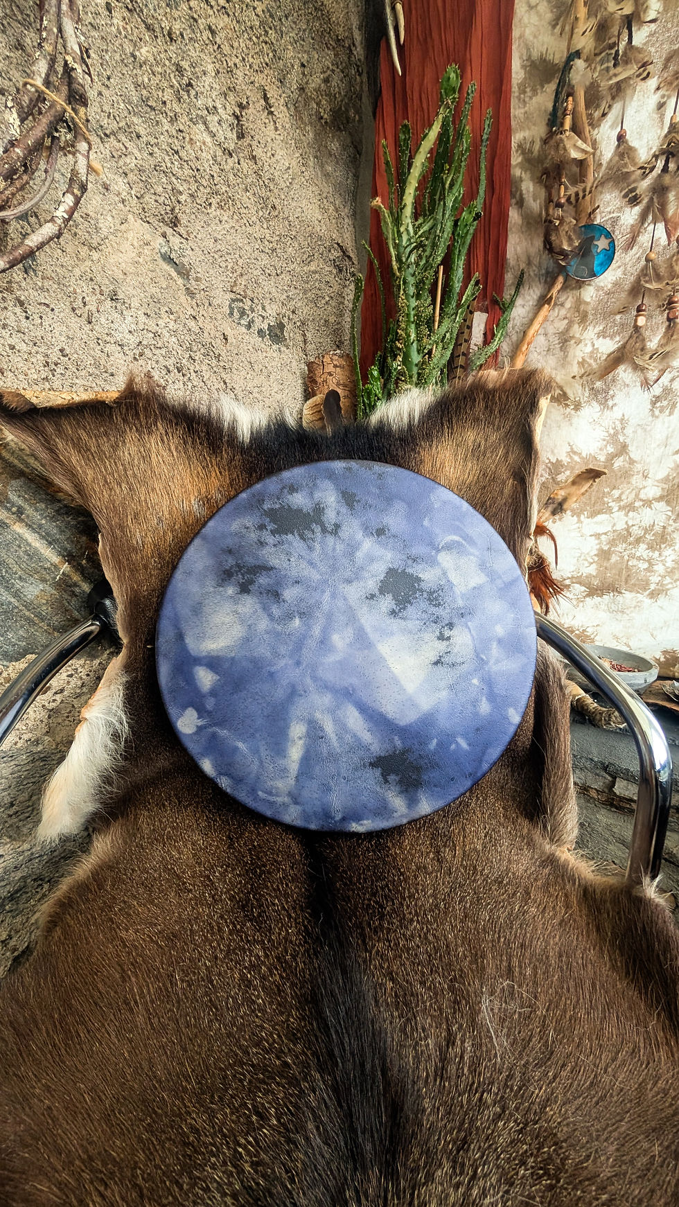 Thumbnail: 14'' Shamanic Water Buffalo medicine drum - shamanic drum