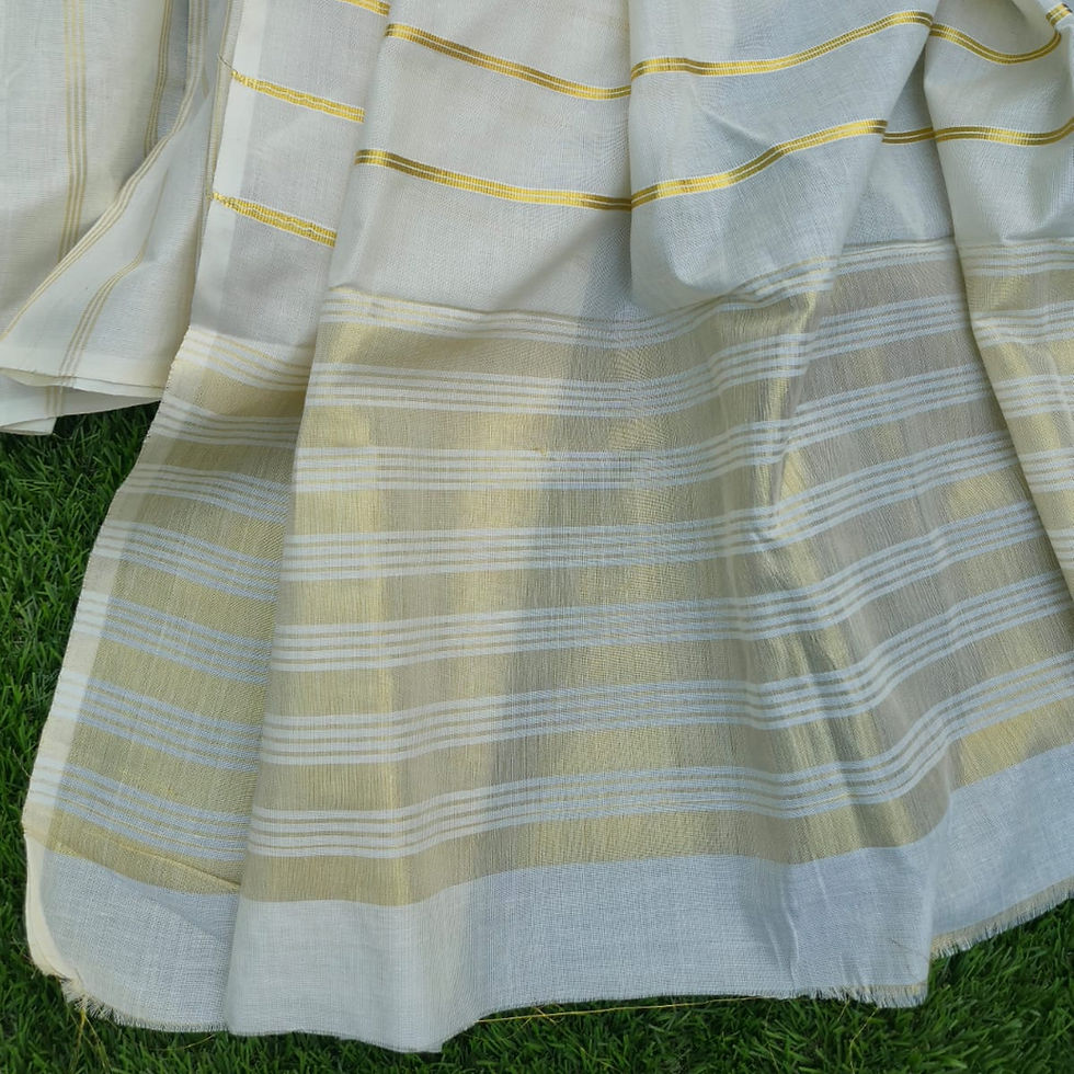 Thumbnail: Traditional Kerala cotton saree with matching blouse