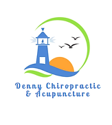 “Lighthouse-inspired logo for Denny Chiropractic and Acupuncture, symbolizing guidance, healing, and family-centered care”