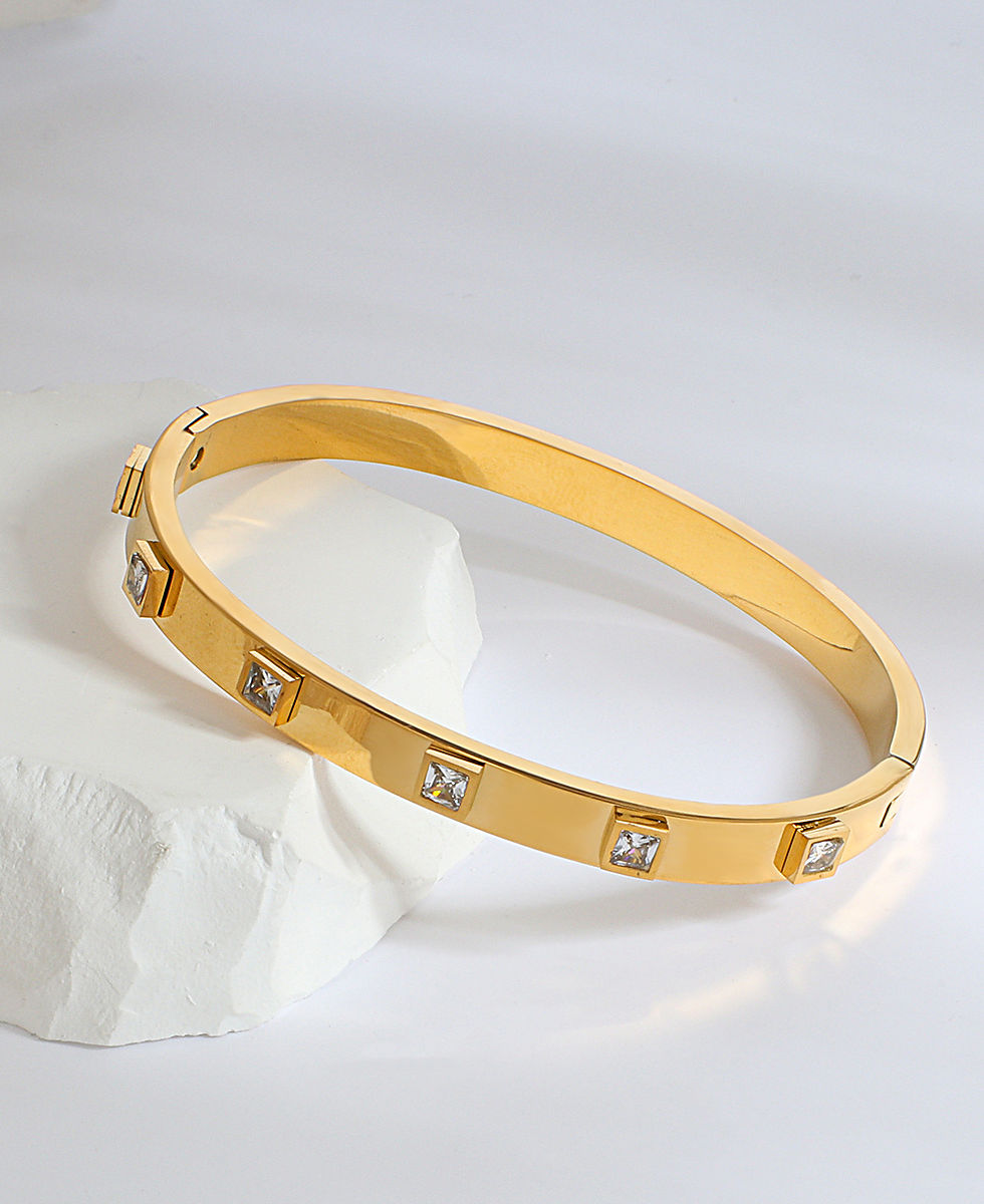 The Delphine — Cubic Zirconia Gold Bangle 15