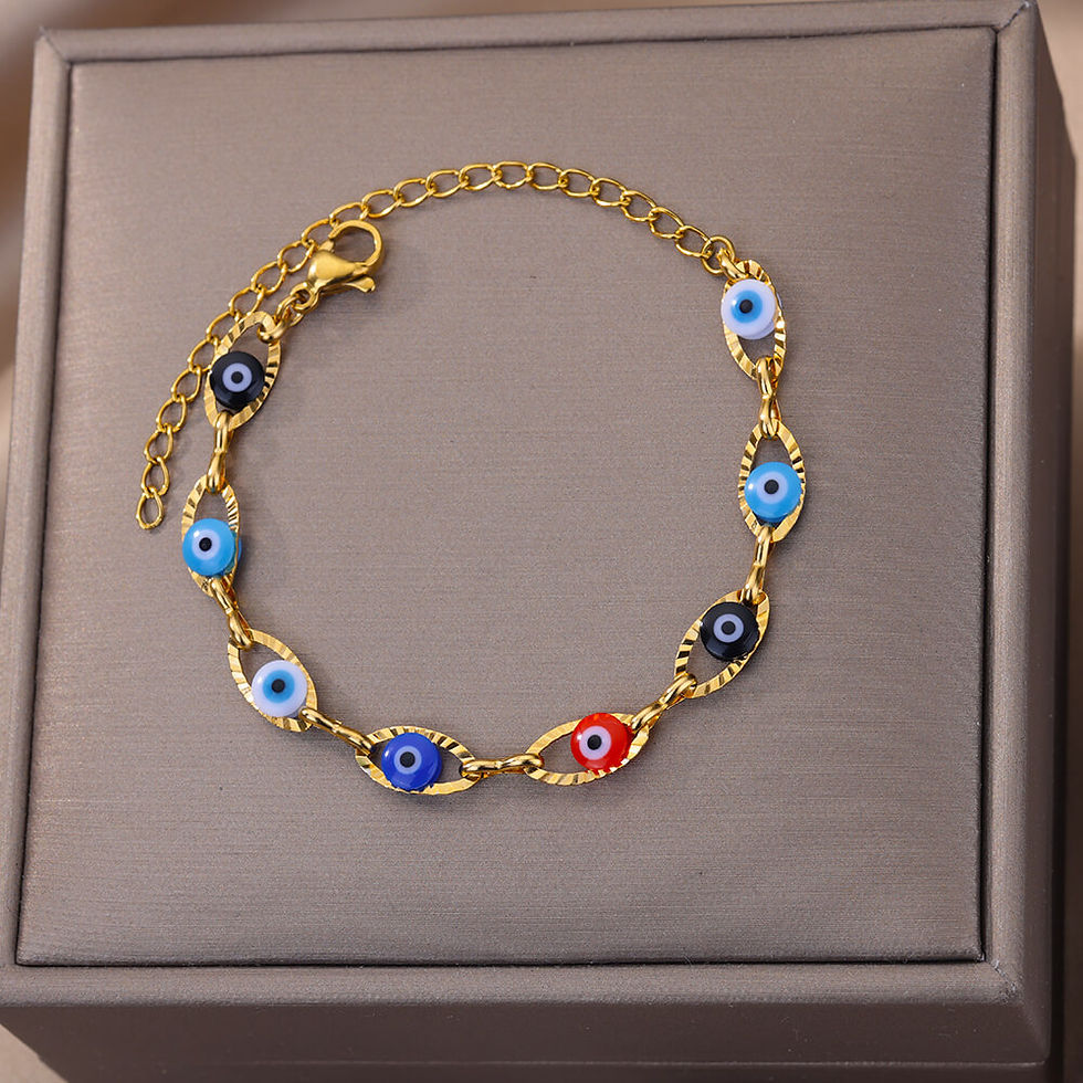 The Elara rainbow evil eye bracelet detail 2