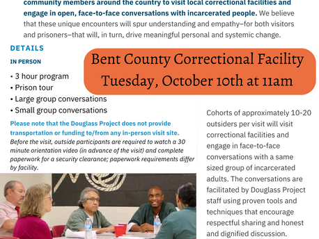Prison Visit to Bent County Correctional Facility- Tuesday October 10th