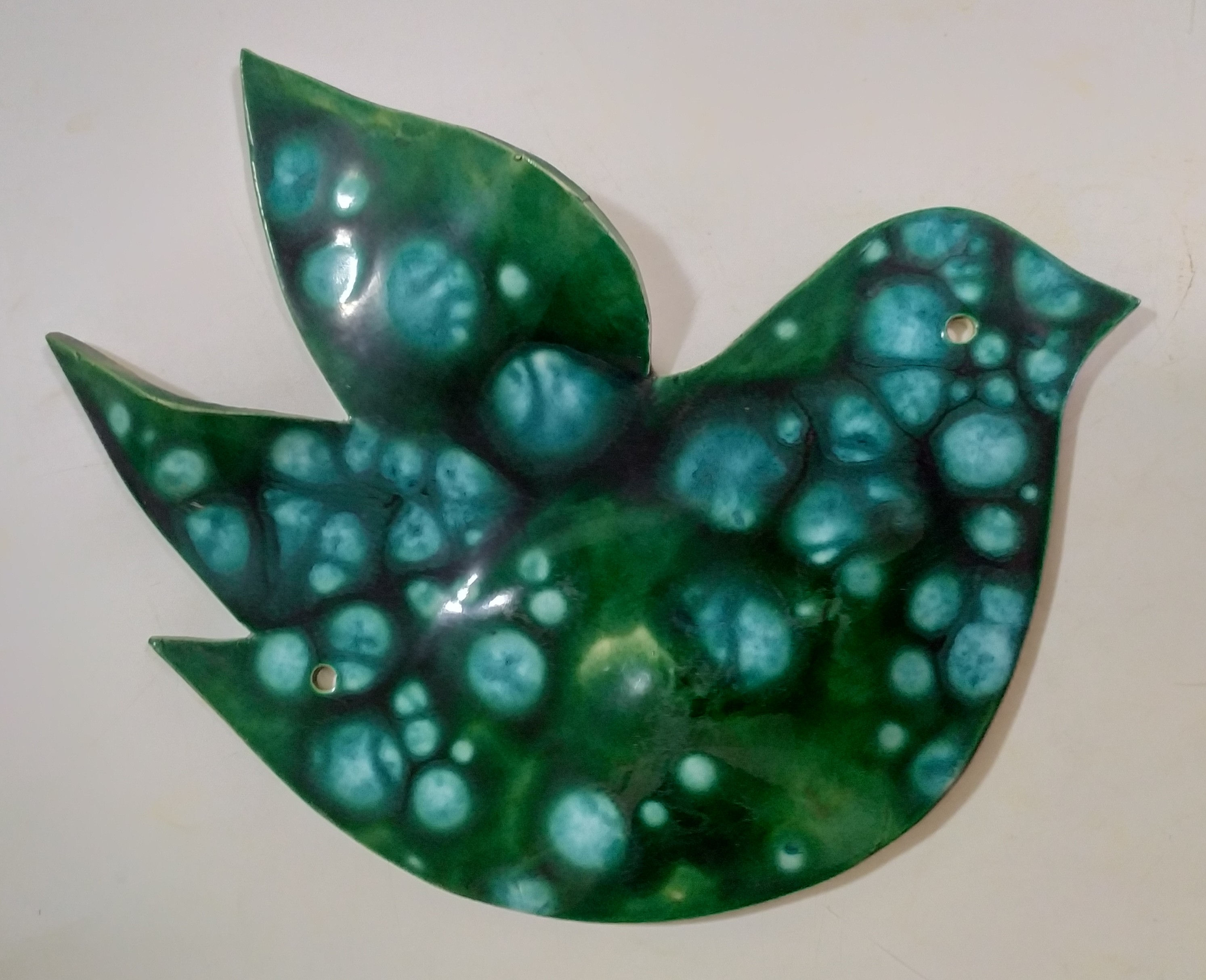 ציפור גדולה גלזורה ירוק נקודות טורקיז