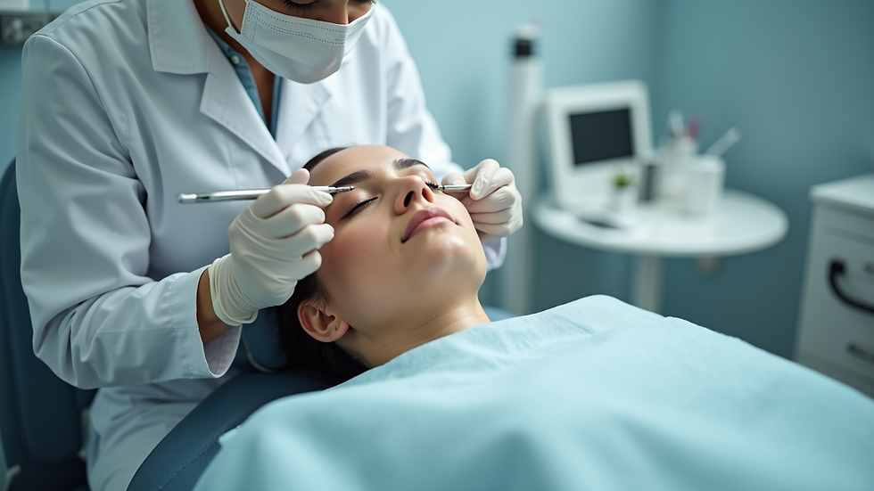 Eye-level view of a clean and sterile microblading treatment room