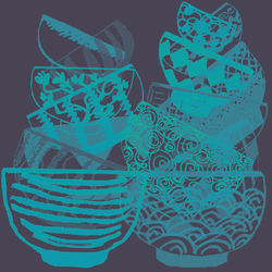 Transparent japanese bowl piles aqua - C