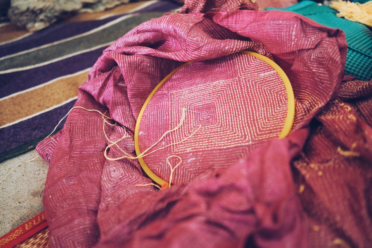 Kantha embroidery detail, House of Wandering Silk