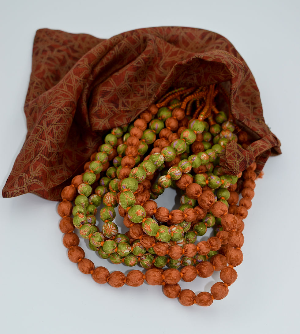Thumbnail: Maya - Sari Bead Necklace - 12 string | papaya