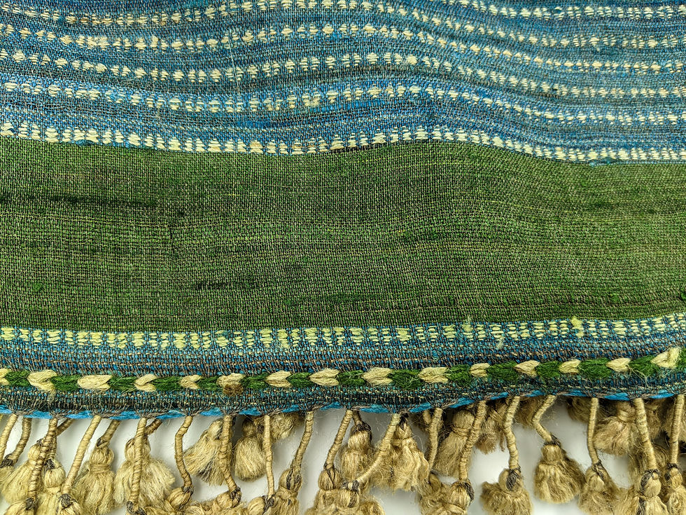 Thumbnail: Shawl with extra-weft weave like embroidery on a loom - wool and silk