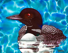   Jean-Baptiste silk painting of a Canadian Loon