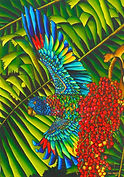   Jean-Baptiste silk painting of a parrot