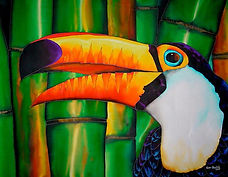  Jean-Baptiste silk painting of a  toucan